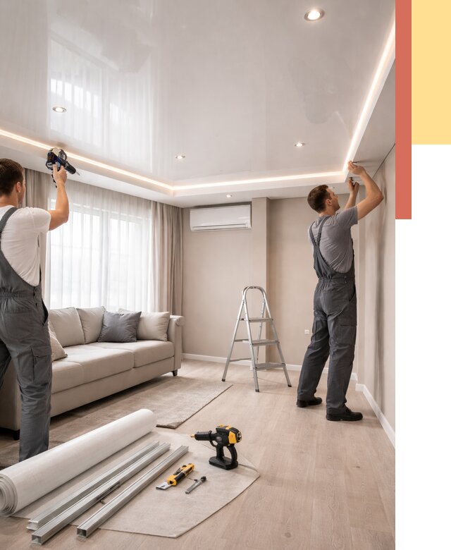 Монтаж глянцевого натяжного потолка в Белореченске от 761 руб. под ключ | ОТДЕЛОЧНИК-Блч