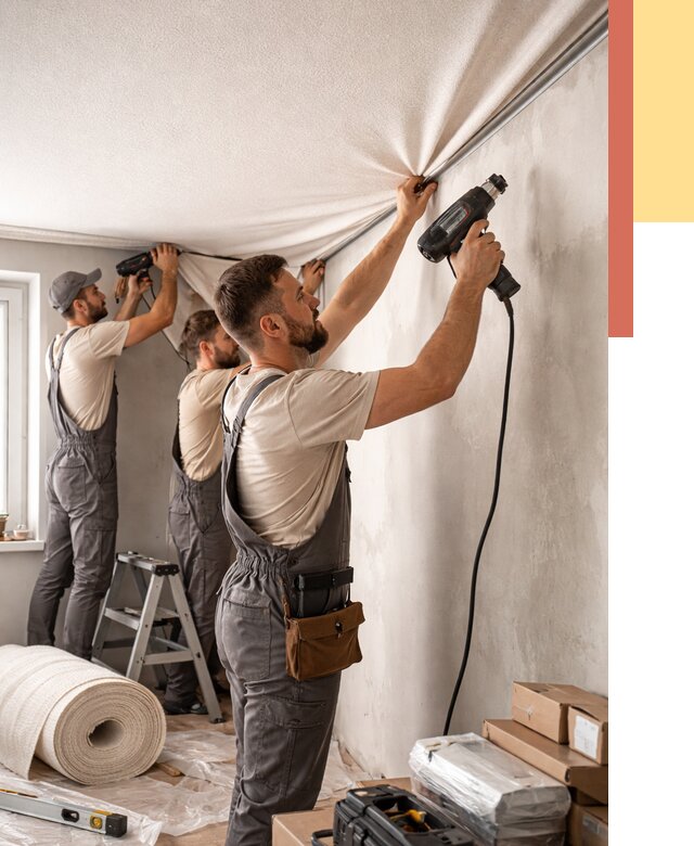 Монтаж фактурного натяжного потолка в Белореченске от 761 руб. — ОТДЕЛОЧНИК-Блч