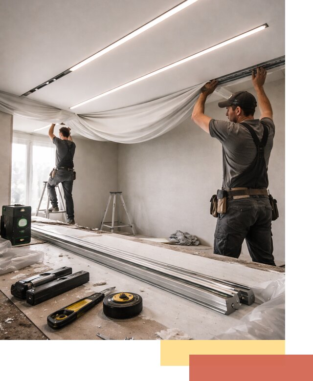 Монтаж натяжных потолков со световыми линиями в Белореченске