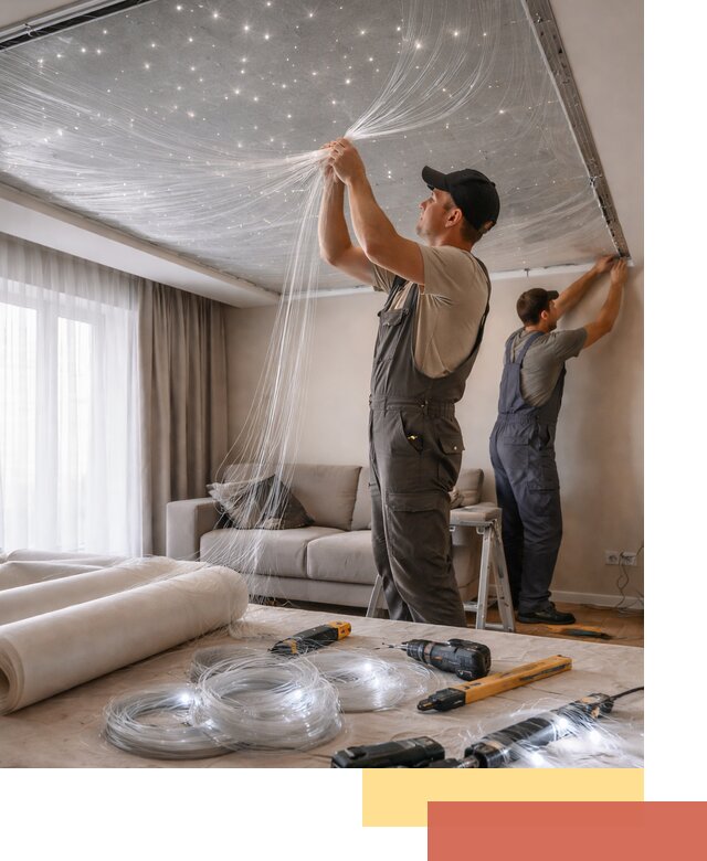 Монтаж натяжного потолка «Звездное небо» в Белореченске