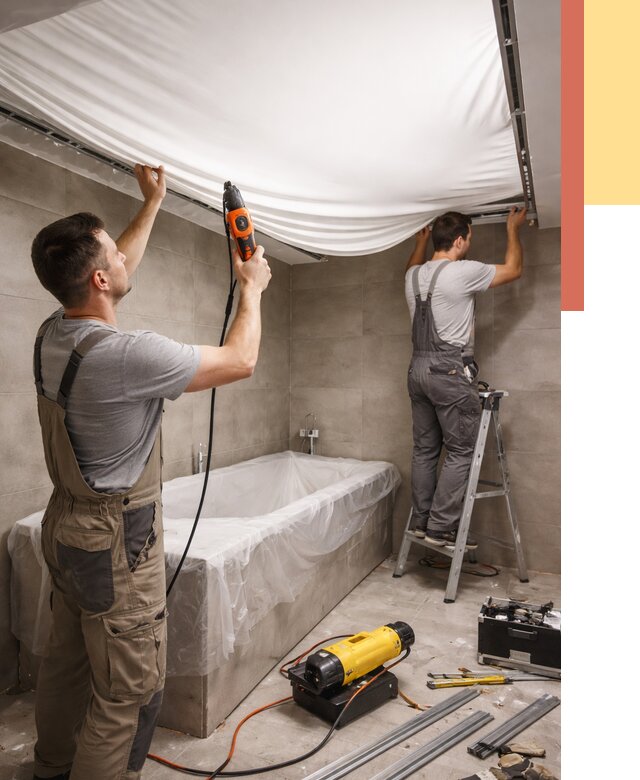 Монтаж натяжного потолка в ванной в Белореченске от 1217 руб. под ключ | ОТДЕЛОЧНИК-Блч