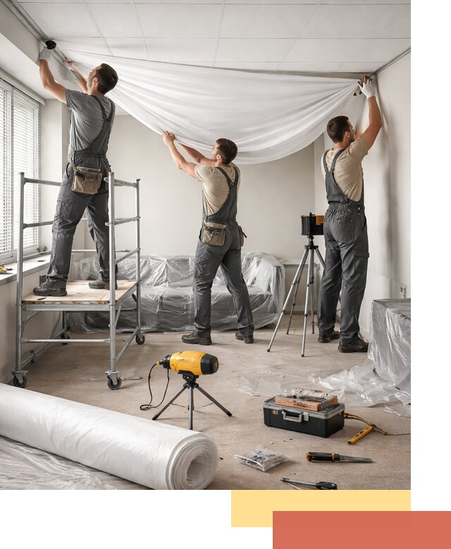 Монтаж натяжного потолка в офисе в Белореченске