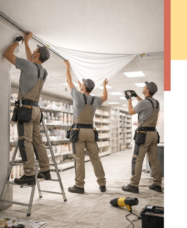 Монтаж натяжного потолка в магазине в Белореченске от 4565 руб. быстро и недорого | ОТДЕЛОЧНИК-Блч