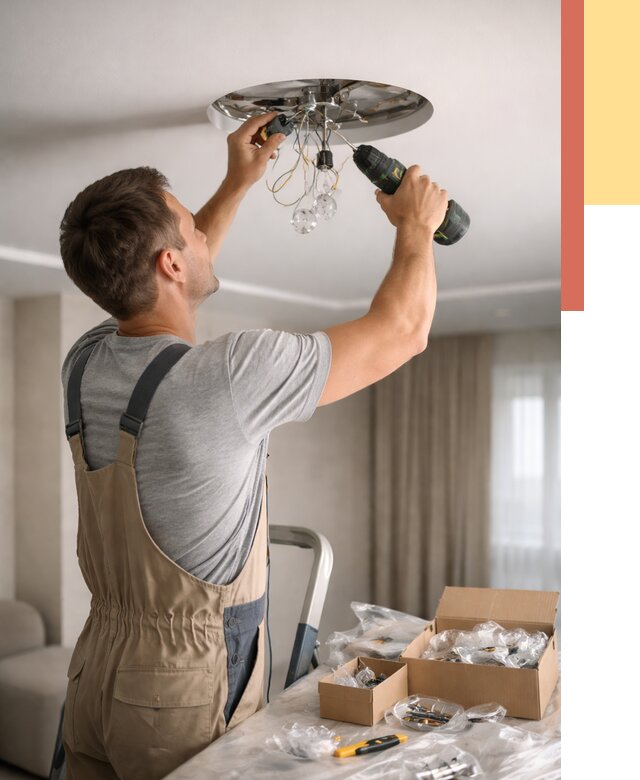 Установка люстры в натяжной потолок в Белореченске от 1217 руб. | Быстро и недорого — ОТДЕЛОЧНИК-Блч