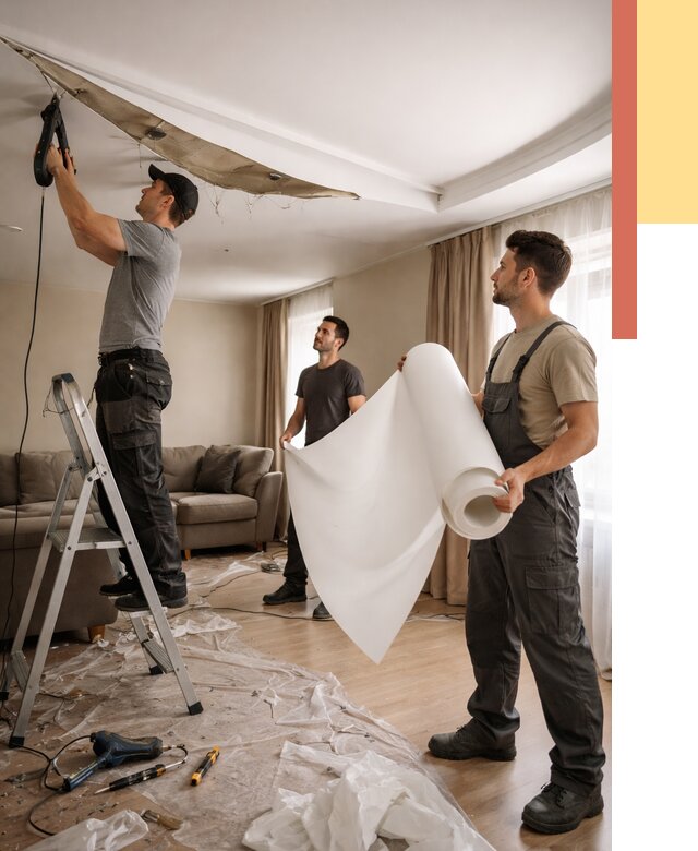 Замена полотна натяжного потолка в Белореченске от 9637 руб. быстро и недорого | ОТДЕЛОЧНИК-Блч