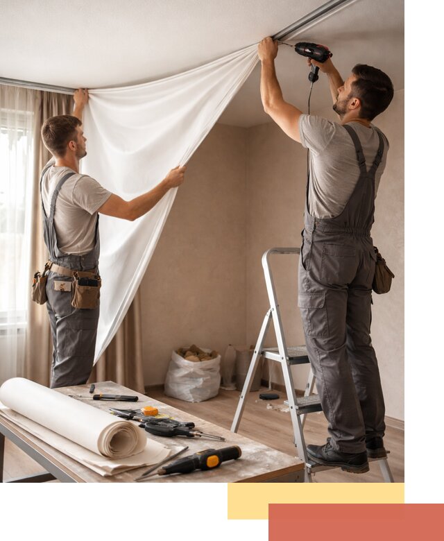 Замена полотна натяжного потолка в Белореченске быстро и качественно