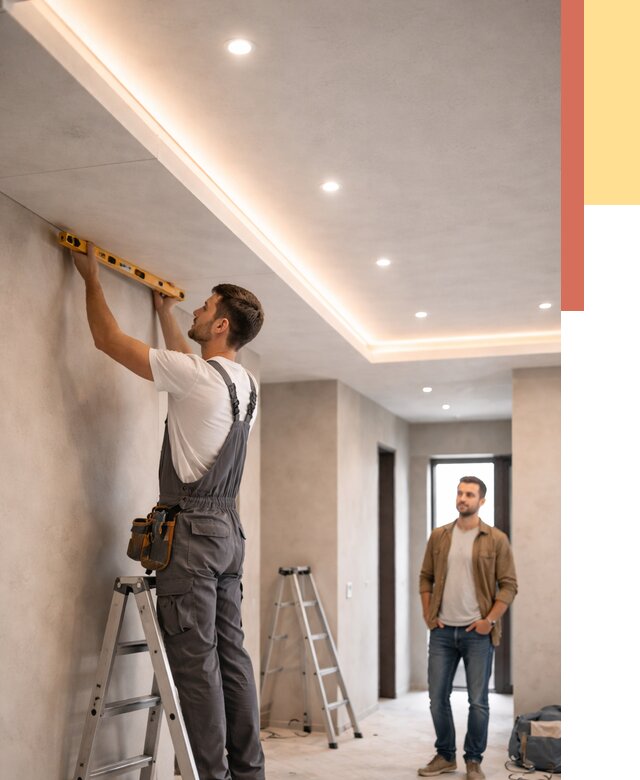 Потолок из гипсокартона с подсветкой в Белореченске от 761 руб./м2 под ключ | ОТДЕЛОЧНИК-Блч