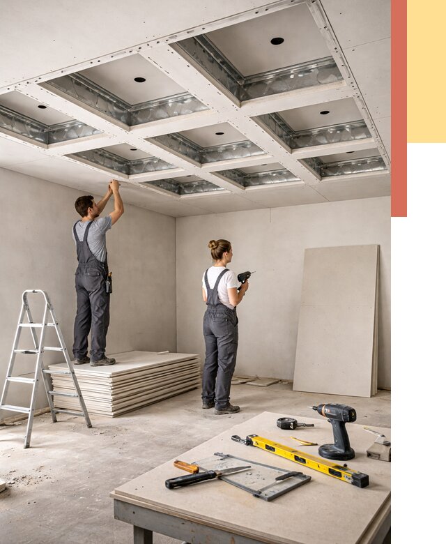 Кессонный потолок из гипсокартона в Белореченске от 1877 руб. — монтаж и под ключ | ОТДЕЛОЧНИК-Блч