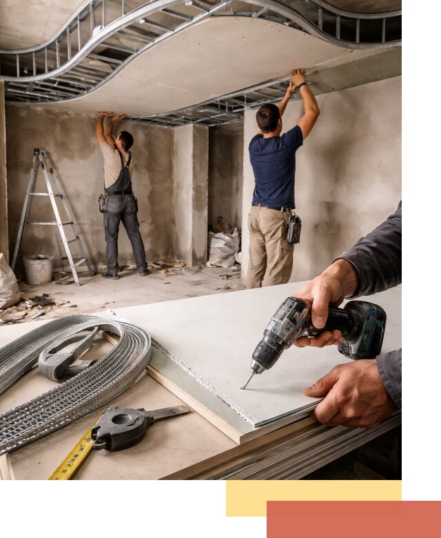 Криволинейный потолок из гипсокартона в Белореченске — монтаж и отделка