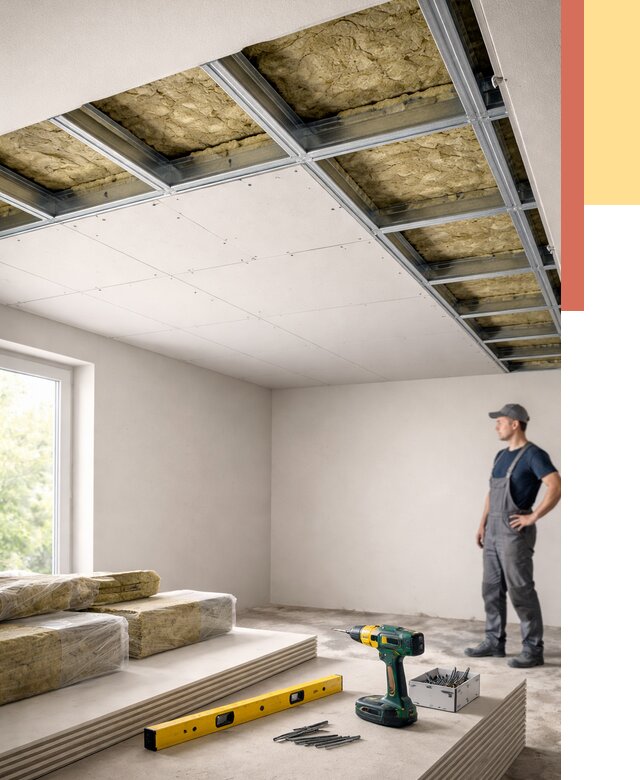 Звукоизоляция потолка ГКЛ в Белореченске от 964 руб. — монтаж под ключ | ОТДЕЛОЧНИК-Блч